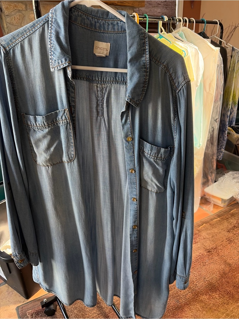 Chico's Light Denim-Blue Casual Button-Down Shirt